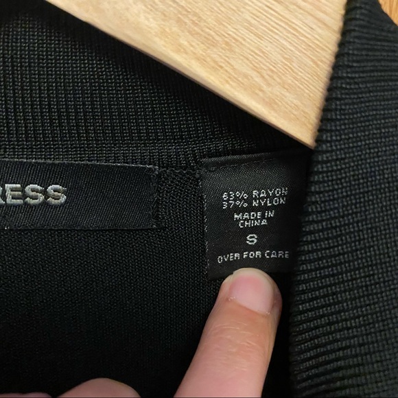 Express Black Collared Button Down Rayon Shirt - Picture 5 of 5